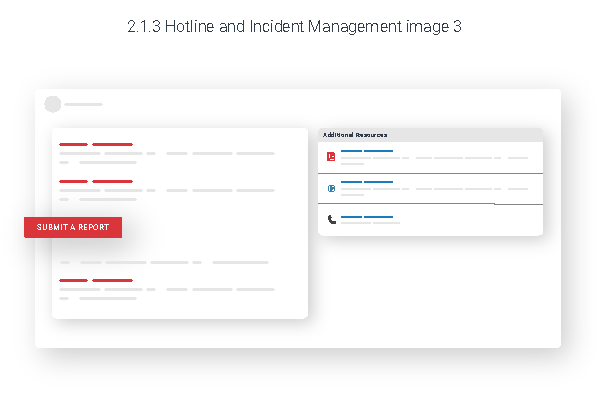 Illustrated reporting portal with a red Submit a Report button and an additional resources panel.